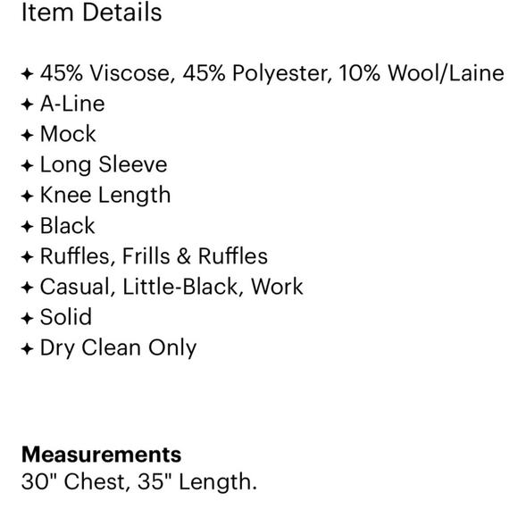 J.O.A Black Wool Blend Ruffled Shoulder Long Sleeve Sweater Dress Mini Womens XS - Picture 3 of 8